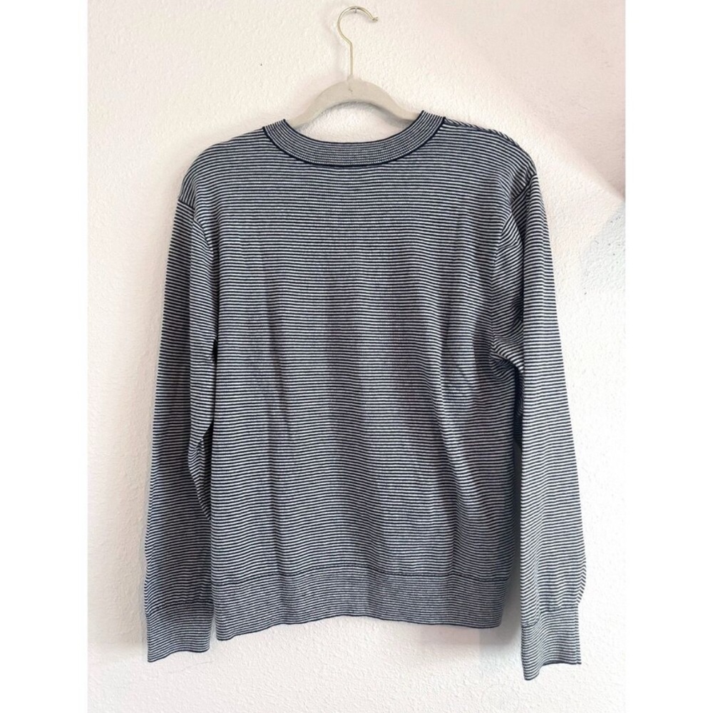 Everlane Striped Navy Blue White The Organic Cotton Crewneck Sweater XL
